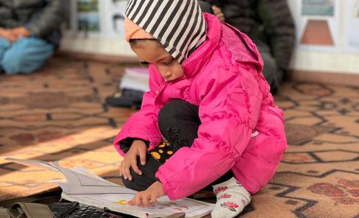 4 year old Zainab* attending a class for deaf children, close to Kabul.