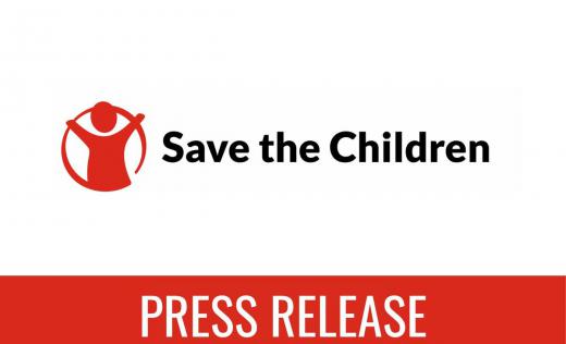 card saying 'Save the Children' press release