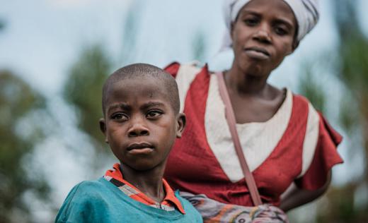 boy with his mother in DRC