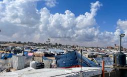 Tents in crowded al-Mawasi, following the forced relocation of families from Rafah