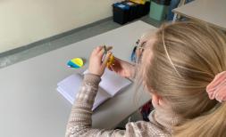 Children learning in the new school for Ukrainian refugee children in Warsaw